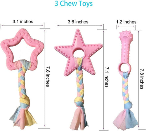 Puppy Toys for Teething, Puppy Chew Toys for Small Dogs, Crinkle Dog Toys Small Breed Boredom and stimulating, Dog Toys for Small Dogs, Pink, 5-Pack